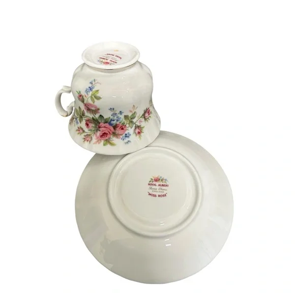 Royal Albert "Moss Rose" Bone China Tea Cup and Saucer Set - Picture 7 of 7